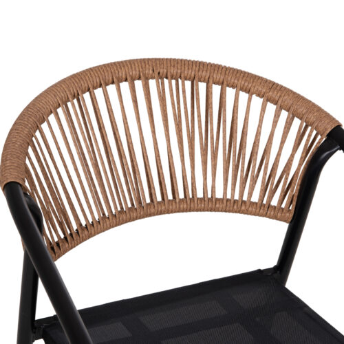 ΠΟΛΥΘΡΟΝΑ HOMAN HM6430.03 ΜΑΥΡΟ ΜΕΤΑΛΛΟ & TEXTILENE--ΜΠΕΖ P.E.RATTAN 53x58x75Υεκ (x1)