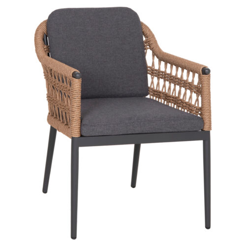 ΠΟΛΥΘΡΟΝΑ BOXER HM6556.01 ΑΛΟΥΜΙΝΙΟ & OLEFIN ΓΚΡΙ-TWIST WICKER 58x60x80Yεκ (x2)