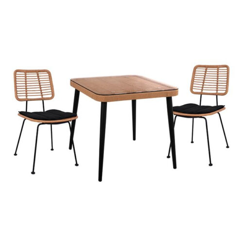 ΣΕΤ 3ΤΜΧ ALLEGRA WICKER ΜΕ ΤΡΑΠΕΖΙ 80X80Χ78Υ ΜΠΕΖ & ΜΑΥΡΟ ΧΡΩΜΑ HM10485 (x1)