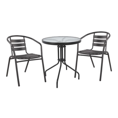 ΣΕΤ 3ΤΜΧ ΜΕ ΤΡΑΠΕΖΙ LIMA Φ60Χ70Υ & ΠΟΛΥΘΡΟΝΕΣ LAURA ΓΚΡΙ ΧΡΩΜΑ HM10467.01 (x1)