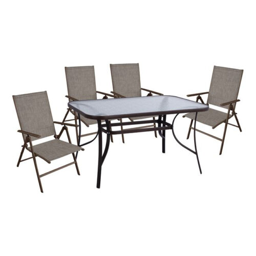 ΣΕΤ 5ΤΜΧ ΤΡΑΠΕΖΙ ΜΕΤΑΛΛΙΚΟ & ΠΤΥΣΣΟΜΕΝΕΣ ΚΑΡΕΚΛΕΣ ΚΑΦΕ HM10558.02 (x1)