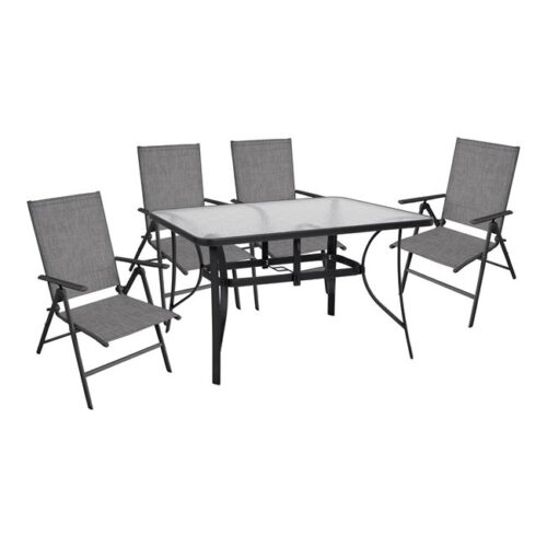 ΣΕΤ 5ΤΜΧ ΤΡΑΠΕΖΙ ΜΕΤΑΛΛΙΚΟ & ΠΤΥΣΣΟΜΕΝΕΣ ΚΑΡΕΚΛΕΣ ΓΚΡΙ  HM10558.01 (x1)