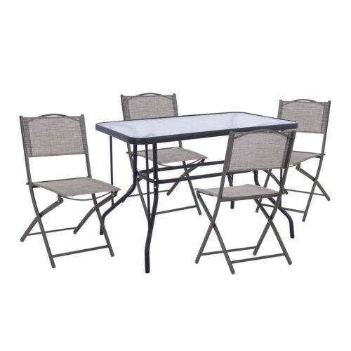 ΣΕΤ ΕΞ.ΧΩΡΟΥ 5ΤΜΧ MAG HM21033.01 ΤΡΑΠΕΖΙ ADAM & 4 ΠΤΥΣΣΟΜΕΝΕΣ ΚΑΡΕΚΛΕΣ ΓΚΡΙ (x1)