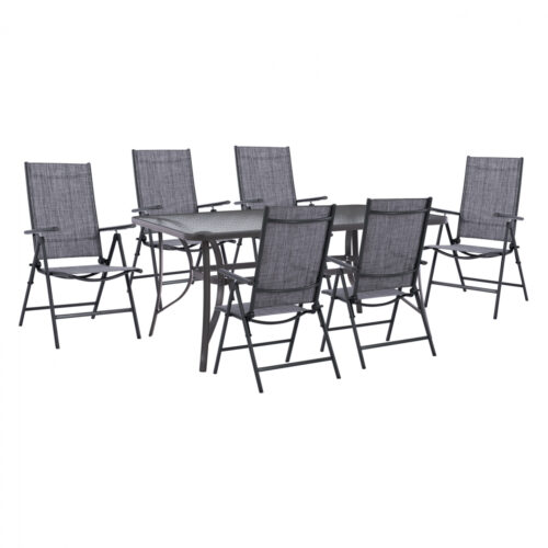 ΣΕΤ ΤΡΑΠΕΖΑΡΙΑ 7ΤΜΧ ΤΡΑΠΕΖΙ BRUNO 150Χ90 ΜΕ ΠΟΛΥΘΡΟΝΕΣ 7ΘΕΣΕΩΝ ΠΤΥ/ΝΗ ΓΚΡΙ HM11478 (x1)