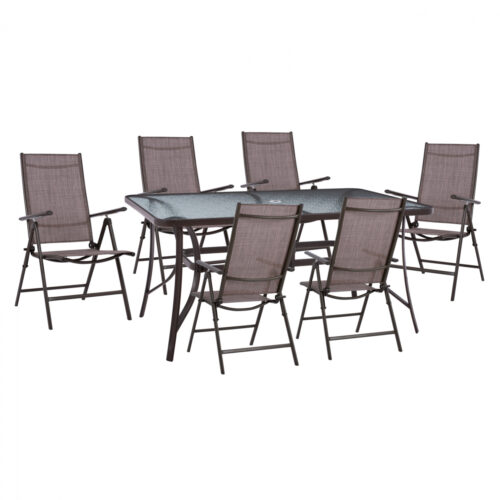 ΣΕΤ ΤΡΑΠΕΖΑΡΙΑ 7ΤΜΧ ΤΡΑΠΕΖΙ BRUNO 150Χ90 & ΠΟΛΥΘΡΟΝΕΣ 7ΘΕΣΕΩΝ ΚΑΦΕ HM11489 (x1)