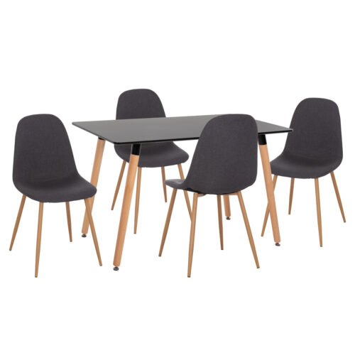 ΣΕΤ ΤΡΑΠΕΖΑΡΙΑΣ 5ΤΜΧ MINARDO HM21179 MDF TOP ΣΕ ΜΑΥΡΟ--ΣΚΟΥΡΟ ΓΚΡΙ ΥΦΑΣΜΑ (x1)