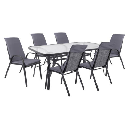 ΣΕΤ ΤΡΑΠΕΖΑΡΙΑΣ 7ΤΜΧ ΚΑΡΕΚΛΕΣ ΜΕ ΜΑΞΙΛΑΡΙ & ΤΡΑΠΕΖΙ 160X90 HM10571.01 ΓΚΡΙ (x1)