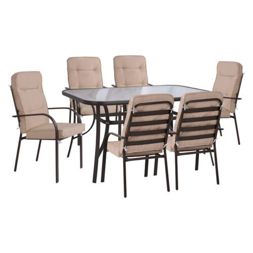 ΣΕΤ ΤΡΑΠΕΖΑΡΙΑΣ 7TMX ΤΡΑΠΕΖΙ 150Χ90Χ72Υεκ.ΚΑΙ 6 ΠΟΛΥΘΡΟΝΕΣ ΜΕΤΑΛΛΟ ΚΑΦΕ HM10561.02 (x1)