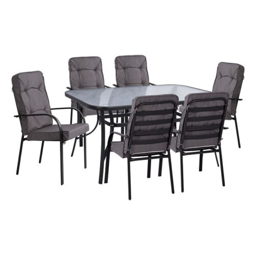 ΣΕΤ ΤΡΑΠΕΖΑΡΙΑΣ 7TMX ΤΡΑΠΕΖΙ 150Χ90Χ72Υεκ.ΚΑΙ 6 ΠΟΛΥΘΡΟΝΕΣ ΓΚΡΙ ΜΕΤΑΛΛΟ HM10561.01 (x1)