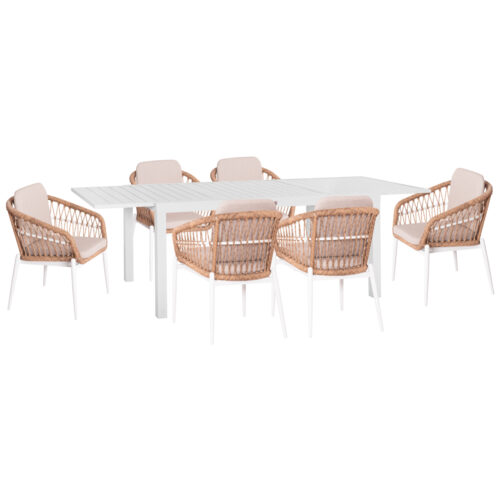 ΣΕΤ ΤΡΑΠΕΖΑΡΙΑΣ ΕΞ.ΧΩΡΟΥ 7ΤΜΧ KRUM HM21149 ΛΕΥΚΟ ΑΛΟΥΜΙΝΙΟ--P.E.RATTAN (x1)