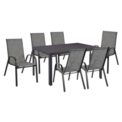 ΣΕΤ ΤΡΑΠΕΖΑΡΙΑΣ 7 ΤΜΧ ΤΡΑΠΕΖΙ ΓΚΡΙ 150X90 ΚΑΙ ΠΟΛΥΘΡΟΝΑ TEXTLINE ΓΚΡΙ HM11520.01 (x1)