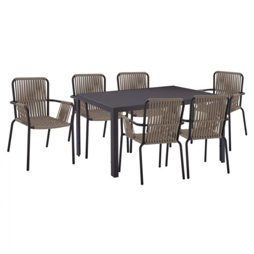 ΣΕΤ ΤΡΑΠΕΖΑΡΙΑΣ 7 ΤΜΧ ΤΡΑΠΕΖΙ ΓΚΡΙ 150X90 ΚΑΙ ΠΟΛΥΘΡΟΝΑ ΜΕ ΣΧΟΙΝΙ HM11525.01 (x1)