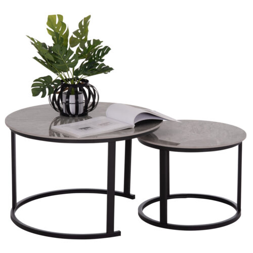 ΤΡΑΠΕΖΙ ΣΑΛΟΝΙΟΥ 2ΤΜΧ TALOS ΚΕΡΑΜΙΚΟ TOP ΜΕ ΟΨΗ ΓΚΡΙ ΜΑΡΜΑΡΟΥ HM18140.04 Φ70+Φ50 (x1)