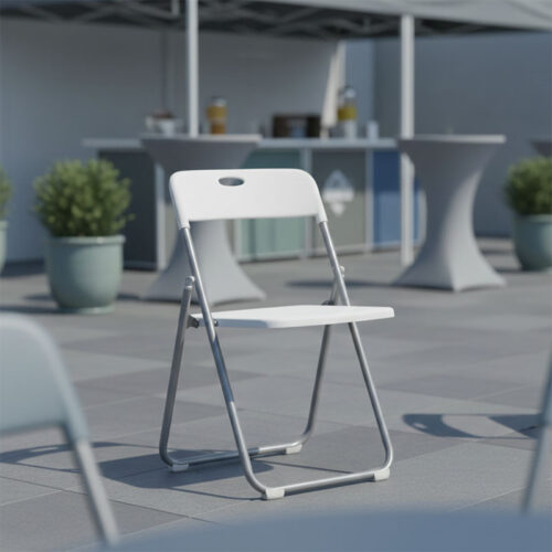 Καρέκλα πτυσσόμενη Daxton pakoworld PP λευκό-ασημί 49x46.5x73.5εκ (x1)