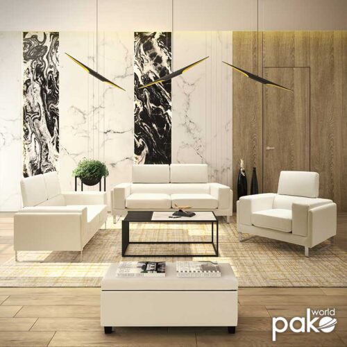 Καναπές Shea pakoworld 3θέσιος PU ivory-inox 198x80x87εκ (x1)