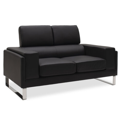 Καναπές Shea pakoworld 2θέσιος pu μαύρο-inox 158x80x87εκ (x1)