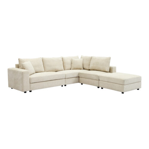 Πολυμορφικός καναπές Navaro pakoworld ύφασμα μπεζ 281x256x85εκ (x1)