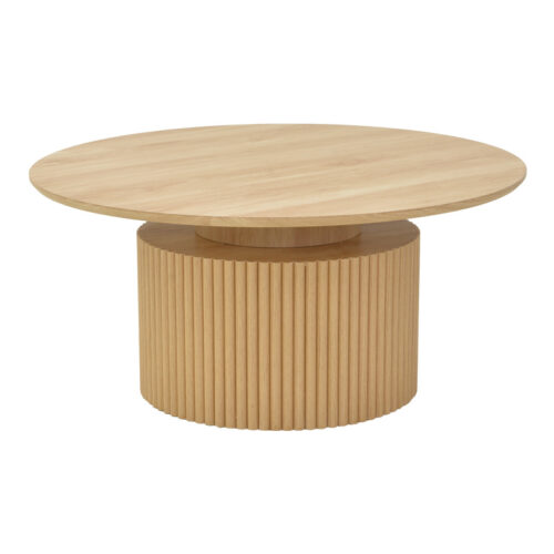 Τραπέζι σαλονιού Opols pakoworld mdf σε φυσική απόχρωση Φ90x42εκ (x1)
