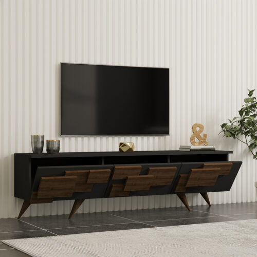 Έπιπλο τηλεόρασης Trida pakoworld καρυδί με ανθρακί 160x35x45εκ (x1)