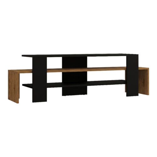 Έπιπλο τηλεόρασης Lenour pakoworld sonoma με μαύρο 150x35x45εκ (x1)