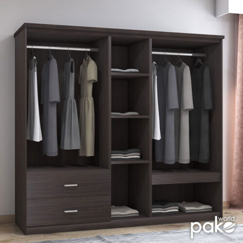 Ντουλάπα ρούχων πεντάφυλλη OLYMPUS pakoworld χρώμα wenge 198x57x183εκ (x1)