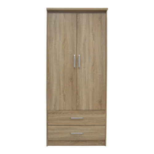Ντουλάπα ρούχων δίφυλλη OLYMPUS pakoworld σε sonoma απόχρωση 81x57x183εκ (x1)