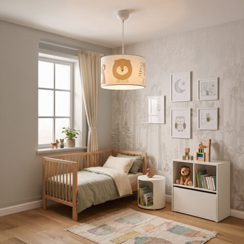 Παιδικό φωτιστικό οροφής Safari pakoworld led E27 πολύχρωμο PVC Φ30x20εκ (x1)