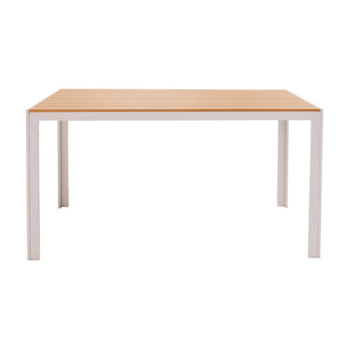 Τραπέζι Nares pakoworld αλουμίνιο λευκό-plywood φυσικό 140x80x72.5εκ (x1)