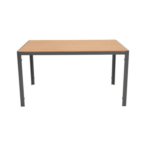 Τραπέζι Nares pakoworld αλουμίνιο ανθρακί-plywood φυσικό 140x80x72.5εκ (x1)
