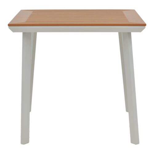 Τραπέζι Synergy pakoworld αλουμίνιο λευκό-plywood φυσικό 80x80x74εκ (x1)