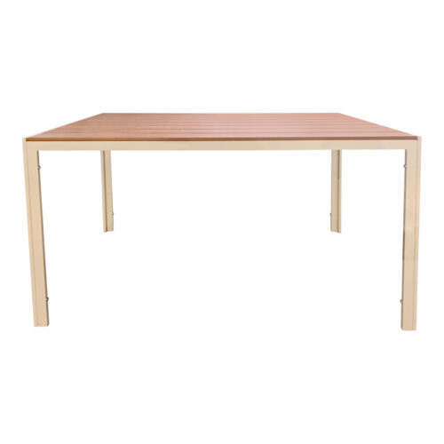 Τραπέζι Nares pakoworld σαμπανί αλουμίνιο plywood σε φυσική απόχρωση 140x80x72.5εκ (x1)