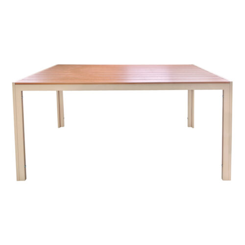 Τραπέζι Nares pakoworld σαμπανί αλουμίνιο plywood σε φυσική απόχρωση 180x90x72.5εκ (x1)