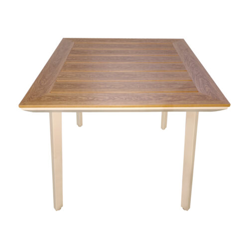 Τραπέζι Synergy pakoworld αλουμίνιο cappuccino-plywood σε φυσική απόχρωση 80x80x74εκ (x1)