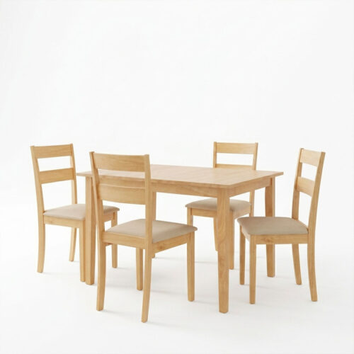Τραπεζαρία Dallan Country pakoworld 5τεμ σε φυσική απόχρωση rubberwood 120-150x80x74εκ (x1)