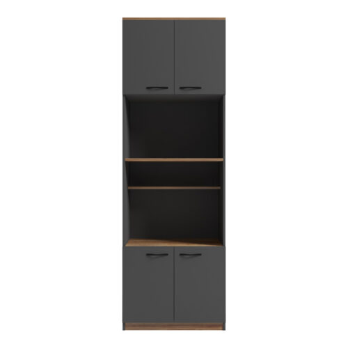 Ντουλάπα κουζίνας Rowan pakoworld σε ανθρακί-oak απόχρωση 60x42x182εκ (x1)