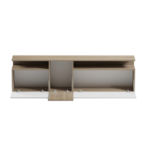 Έπιπλο τηλεόρασης Vendora pakoworld σε sonoma-λευκή απόχρωση 150x29.5x46.3εκ (x1)