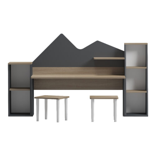Παιδικό γραφείο με σκαμπο Dualto pakoworld sonoma-ανθρακί 180x30x93.6εκ (x1)