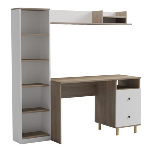 Σύνθεση γραφείου Kontor pakoworld sonoma-λευκό 160x50x158,2εκ (x1)