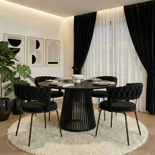 Τραπέζι Domonic pakoworld mdf σε μαύρη απόχρωση Φ120x75εκ (x1)