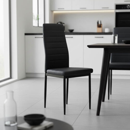 Καρέκλα Parker pakoworld PU ανθρακί-μαύρο πόδι 42x48x98εκ (x4)