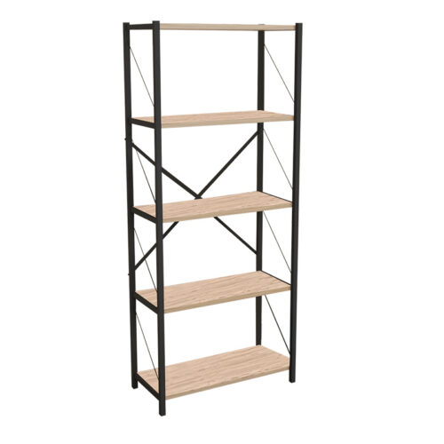 Βιβλιοθήκη Draizy pakoworld oak μελαμίνης-μαύρο μέταλλο 63x30x150εκ (x1)