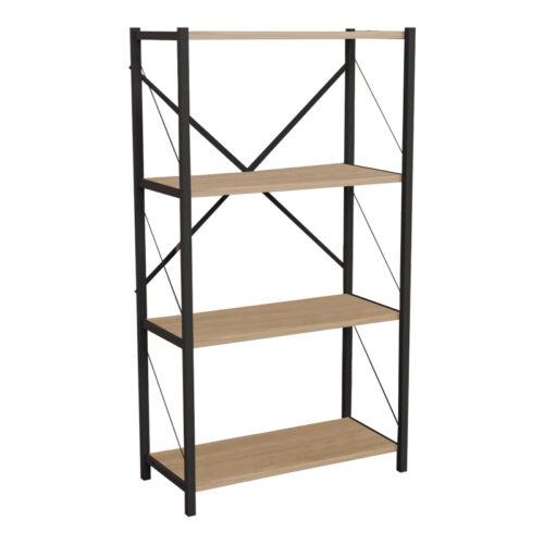 Βιβλιοθήκη Jackrey pakoworld oak μελαμίνης-μαύρο μέταλλο 63x30x114εκ (x1)