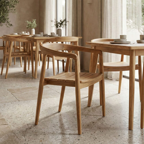 Πολυθρόνα Noody pakoworld στοιβαζόμενη teak ξύλο σε φυσική απόχρωση 58x54x75εκ (x1)