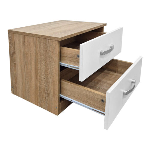 Κομοδίνο Athos pakoworld σε sonoma-λευκή απόχρωση 48x40x41.5εκ (x1)