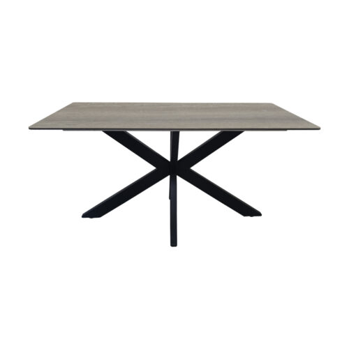 Τραπέζι Bethan pakoworld sonoma με γκρι mdf και μαύρο μέταλλο 160x80x75εκ (x1)