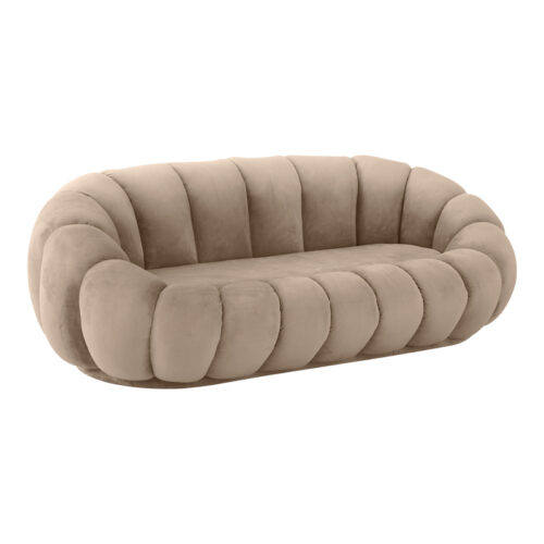Καναπές Embrace pakoworld βελούδο σε μπεζ απόχρωση 180x105x65εκ (x1)