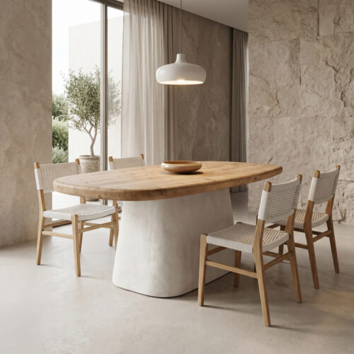 Τραπέζι Fessen pakoworld ξύλο ελάτου-mdf oak-λευκό 180x90x78εκ (x1)