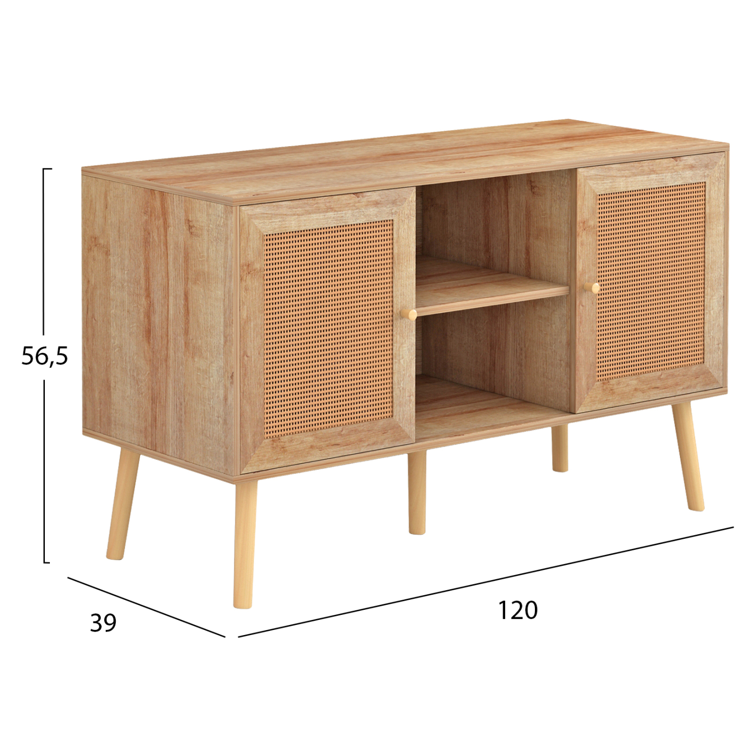 ΕΠΙΠΛΟ TV ΜΕΛΑΜΙΝΗΣ COLM ΜΕ ΠΟΡΤΕΣ RATTAN HM9223.11 ΣΕ ΧΡΩΜΑ ΦΥΣΙΚΟ 120x39x56,5Υεκ. (x1) - Image 2