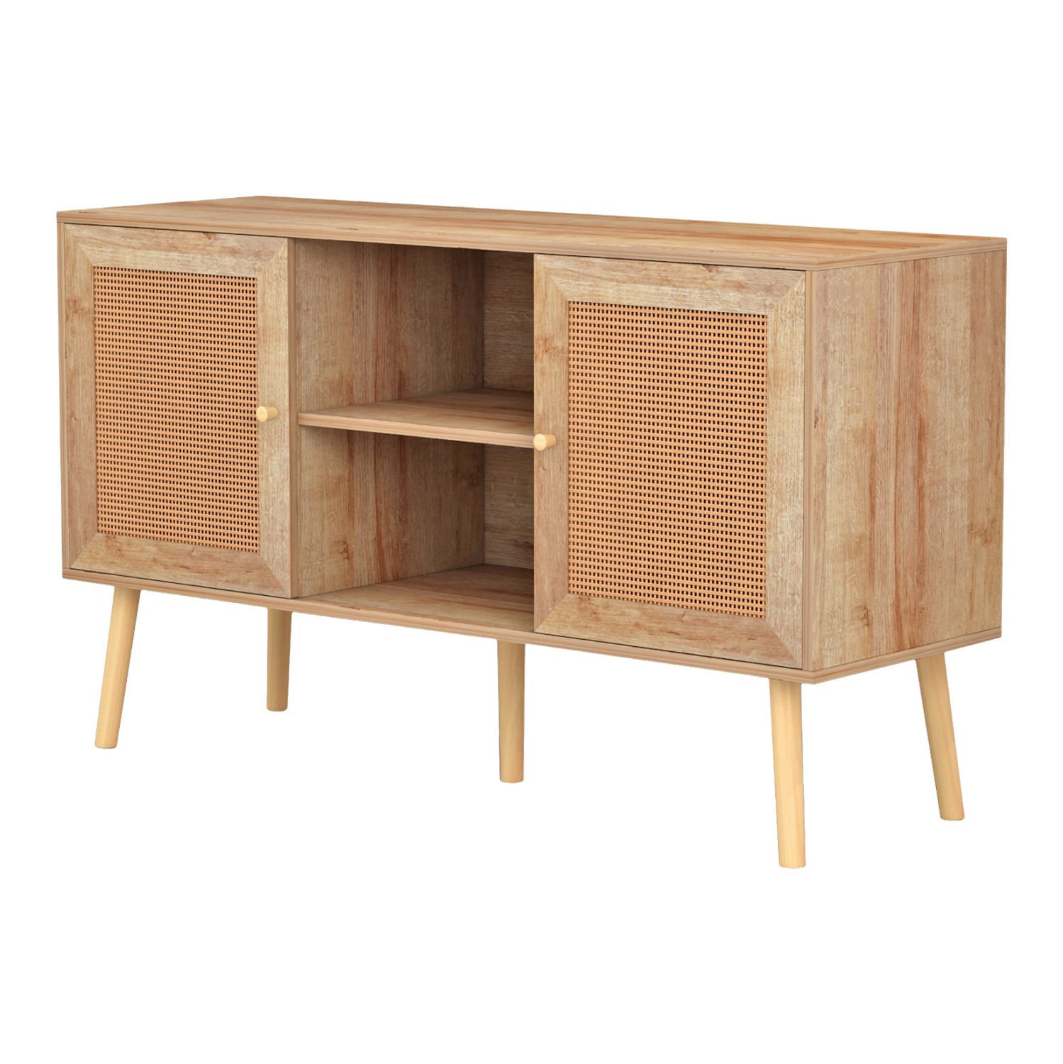 ΕΠΙΠΛΟ TV ΜΕΛΑΜΙΝΗΣ COLM ΜΕ ΠΟΡΤΕΣ RATTAN HM9223.11 ΣΕ ΧΡΩΜΑ ΦΥΣΙΚΟ 120x39x56,5Υεκ. (x1) - Image 4