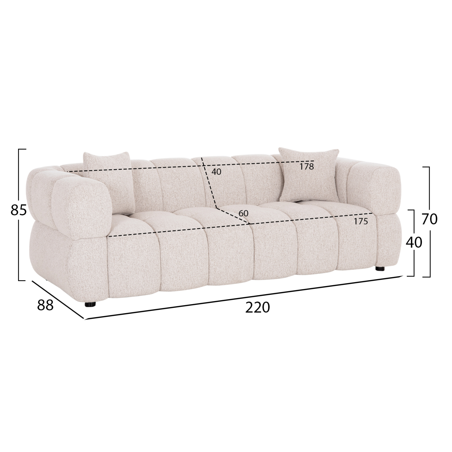 ΚΑΝΑΠΕΣ 3-ΘΕΣΙΟΣ NORIKA HM3331.02 ΕΚΡΟΥ ΥΦΑΣΜΑ 220x88x85Υεκ. (x1) - Image 10